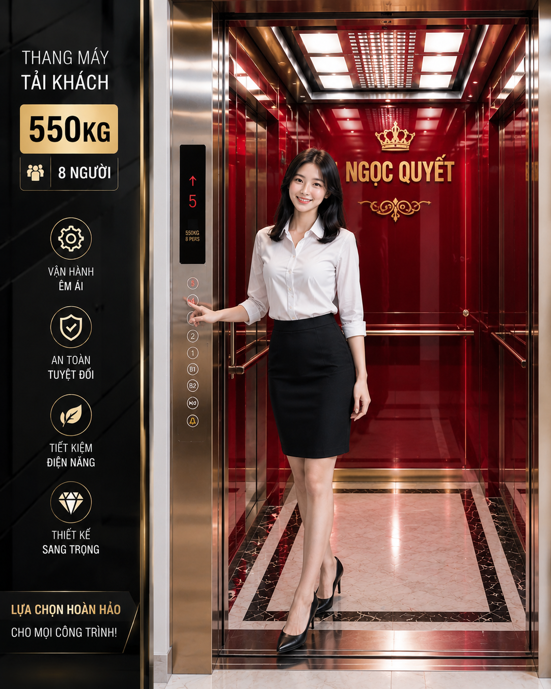 Báo giá thang máy 550 kg tại Hà Nội